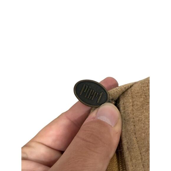 Pier One 15x15 Square Throw Pillow Cover Beaded Beige Brown Orange Wool READ - Picture 8 of 12